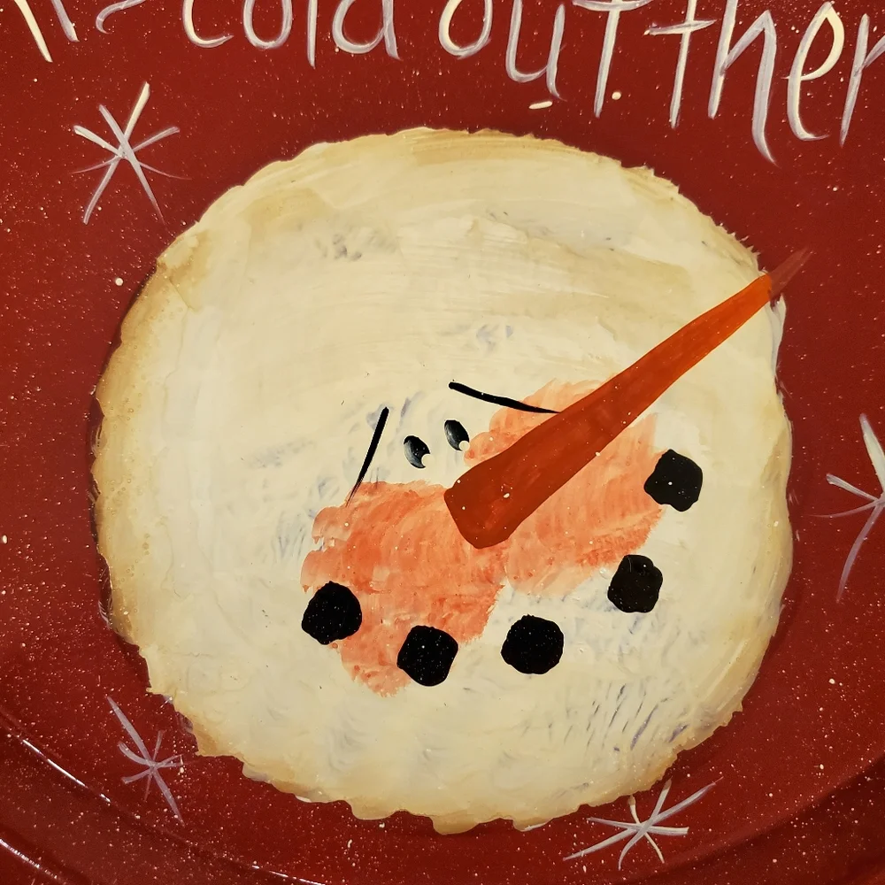 13" Baby it's Cold Out Handmade Tray Red Christmas Holiday Tin OOAK - Picture 3 of 6